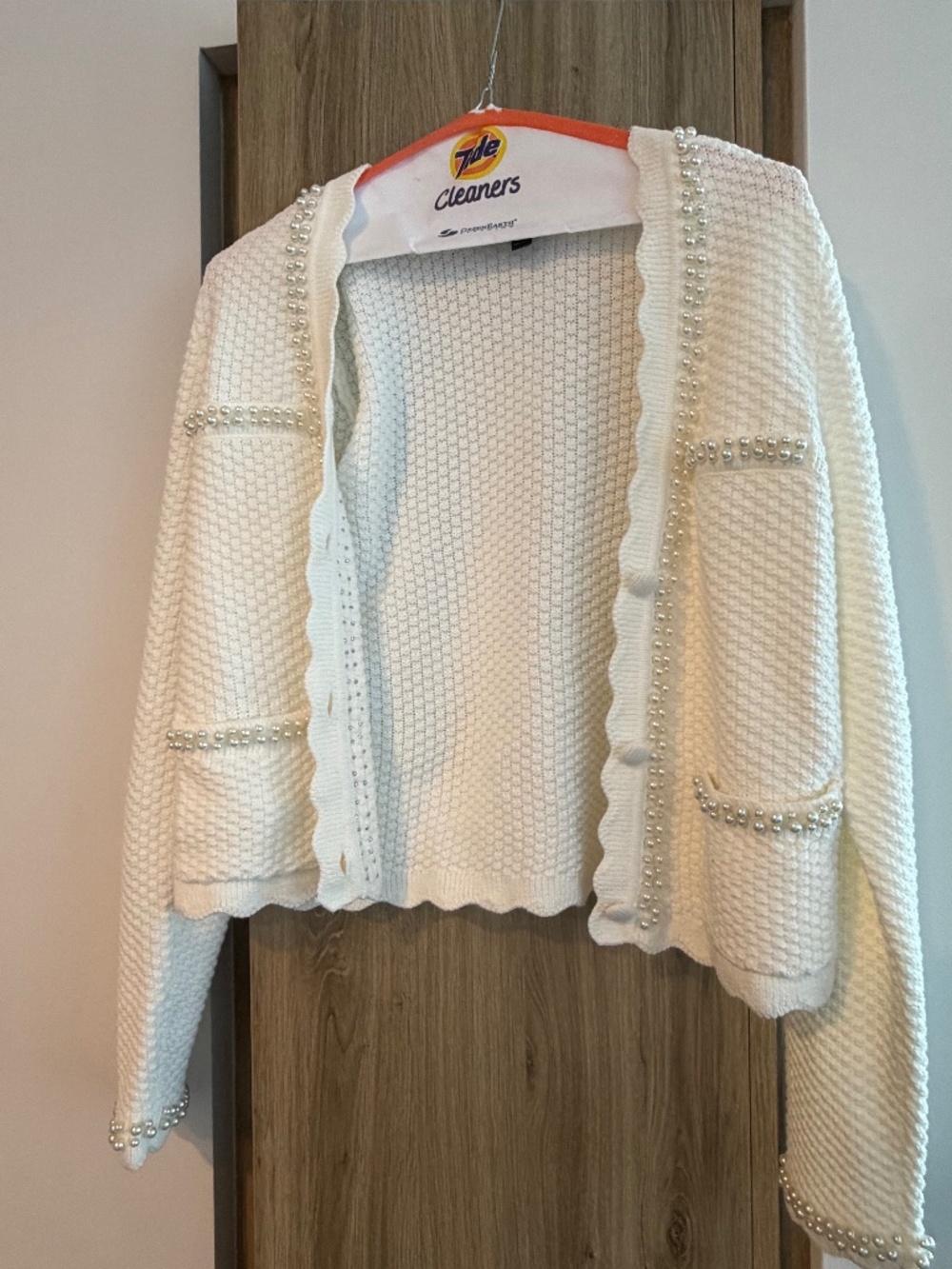 AQUA Faux Pearl Embellished Cardigan